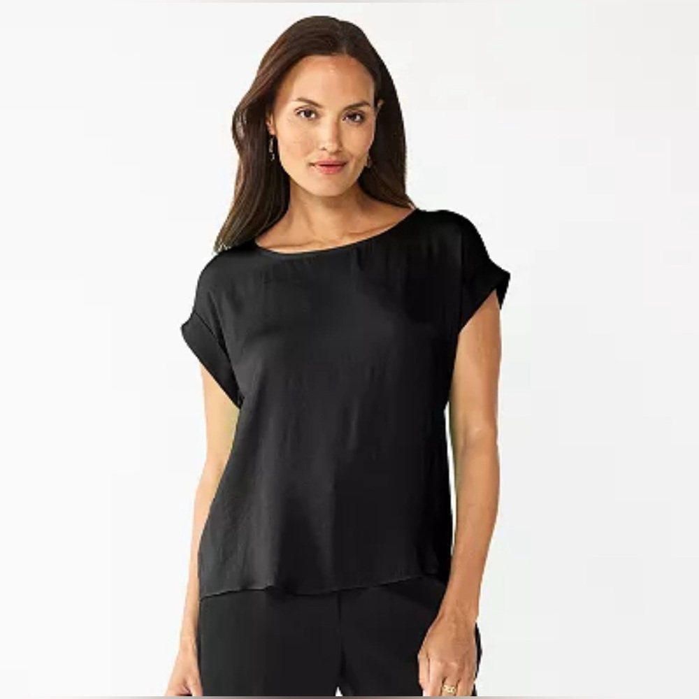 Nine West Roll Cuff Woven Tee (M)